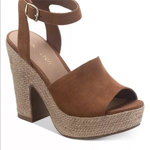 WORN ONCE Macy’s Sun and Stone Espadrilles Brown Cognac 7.5 No Box